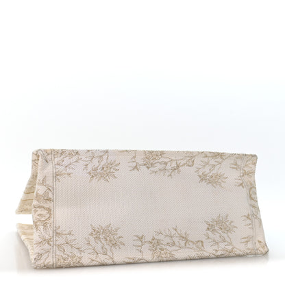 Christian Dior Canvas Embroidered Medium Jardin D'Hiver Book Tote White Gold 3 of 11