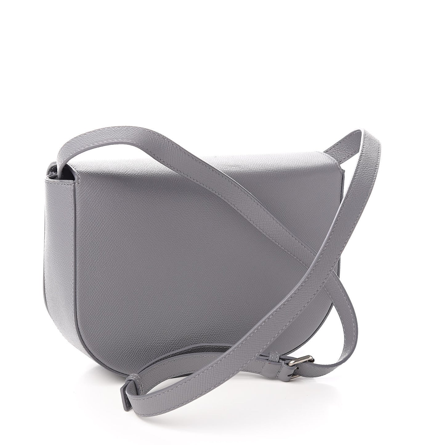 Signature Grained Calfskin Logo S Ville Day Bag Gris Perle Fonce White
