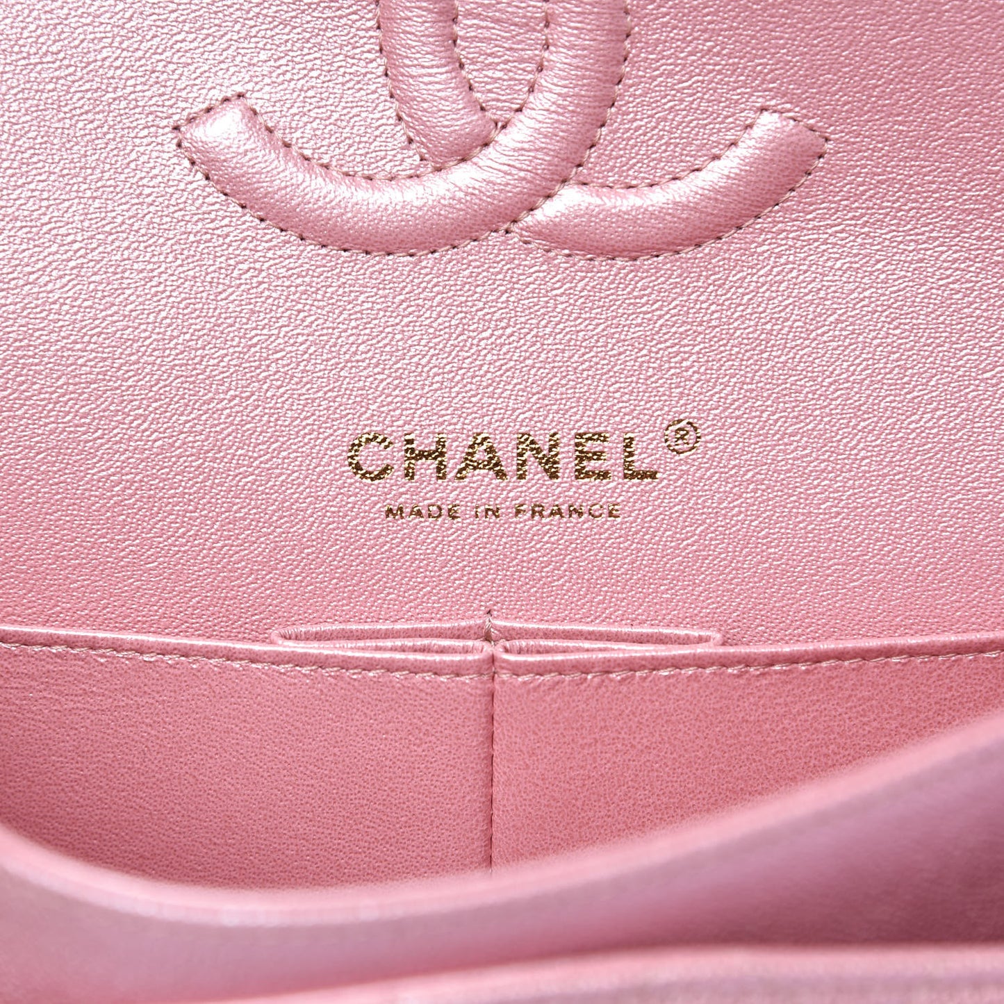 Iridescent Caviar Quilted Medium Double Flap Rose Pink