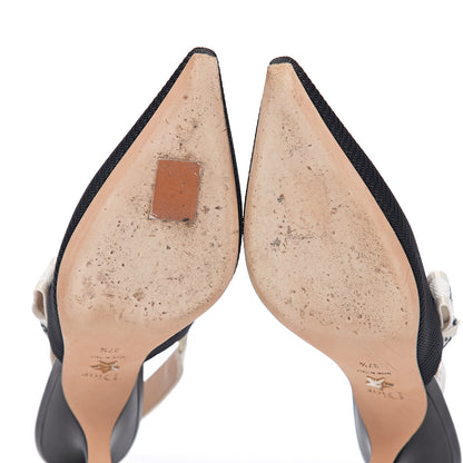 Christian Dior Technical Canvas Ribbon J Adior Slingback 65mm Pumps 37.5 Black 6 of 9