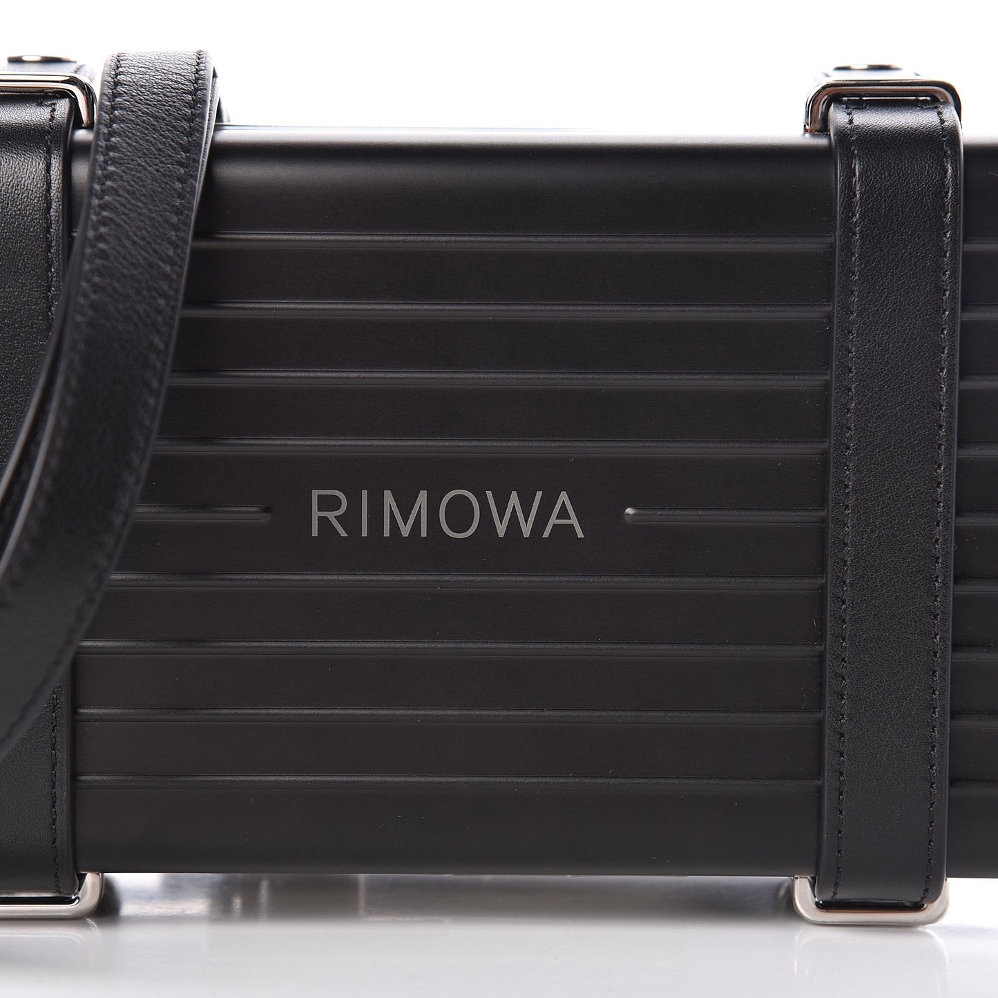 X RIMOWA Aluminum Personal Clutch On Strap Black