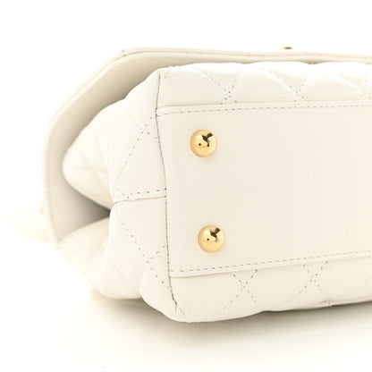 Chanel Shiny Calfskin Quilted Mini Coco Chain Gold Handle Flap White 9 of 13