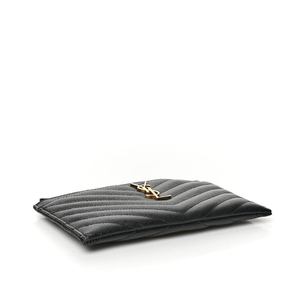 Saint Laurent Grain De Poudre Chevron Monogram Bill Pouch Black 4 of 8