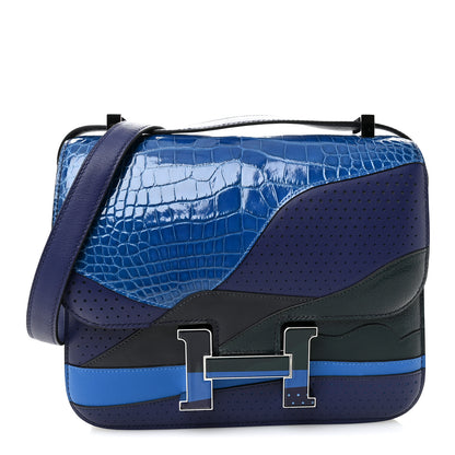 Hermes Shiny Alligator Swift Perforated Lizard Endless Road Constance 24 Bleu Zellige Bleu Encre Blue Nuit Vert Anglais 1 of 11