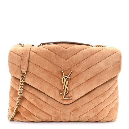 Saint Laurent Suede Y Quilted Monogram Medium Loulou Chain Satchel Cinnamon 1 of 11