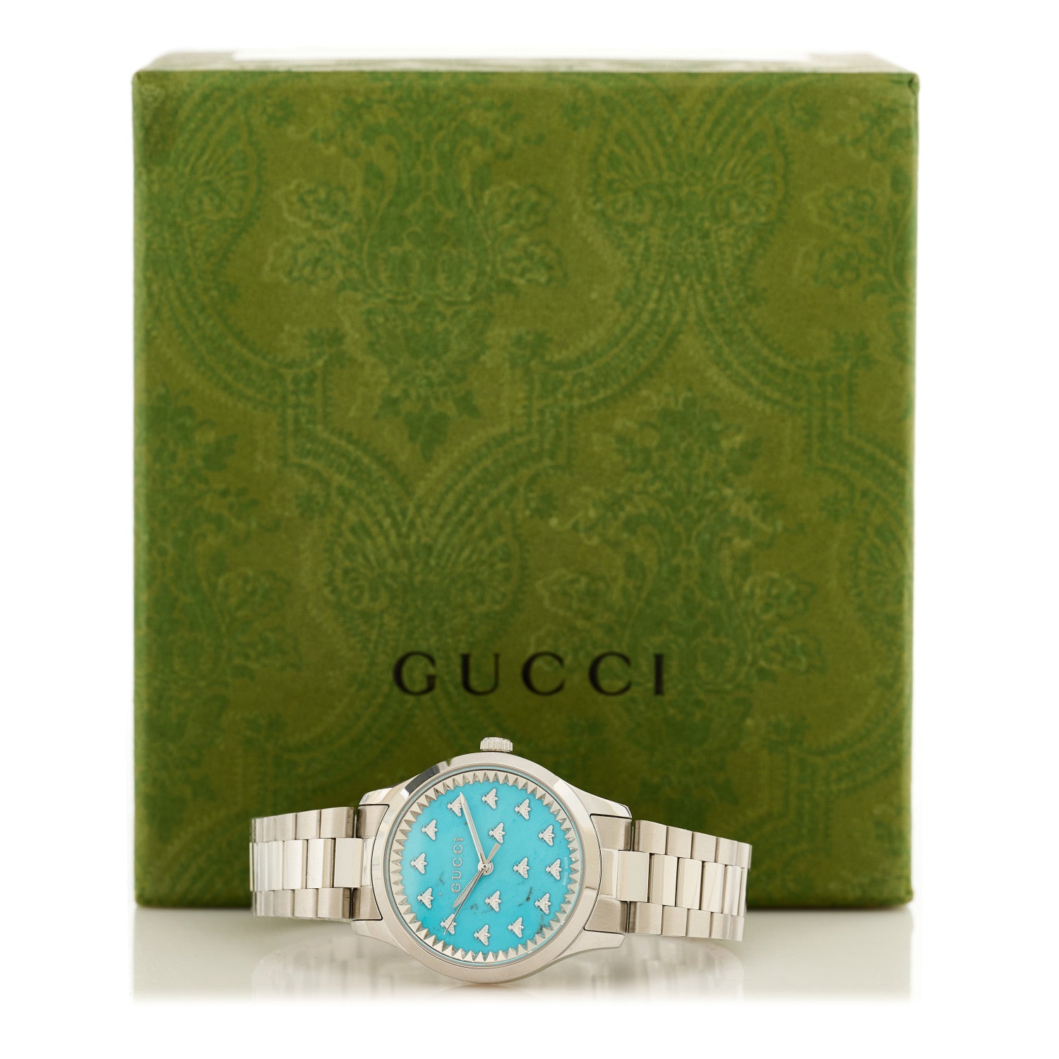 Gucci Stainless Steel 32mm G-Timeless Bee Quartz Watch Turquoise