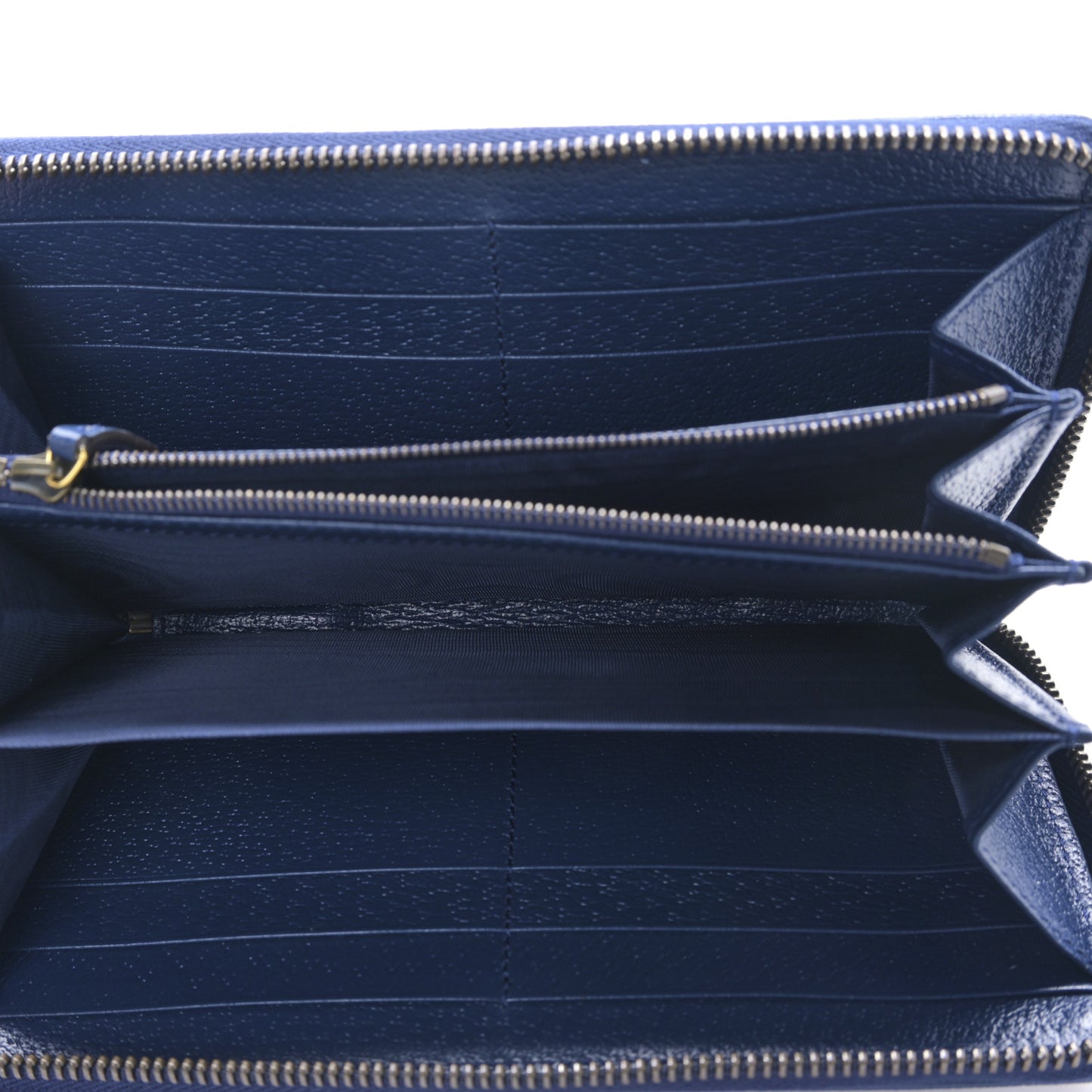 Wonka Grain Calfskin Diana Zip Around Continental Wallet Navy