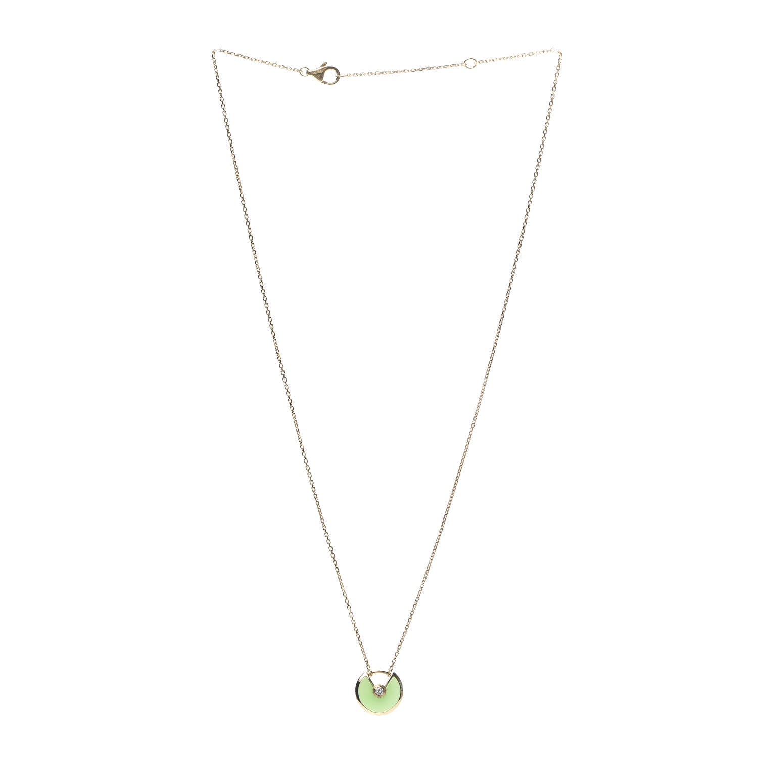 Cartier 18K Yellow Gold Diamond Chrysoprase XS Amulette de Cartier Pendant Necklace 3 of 5