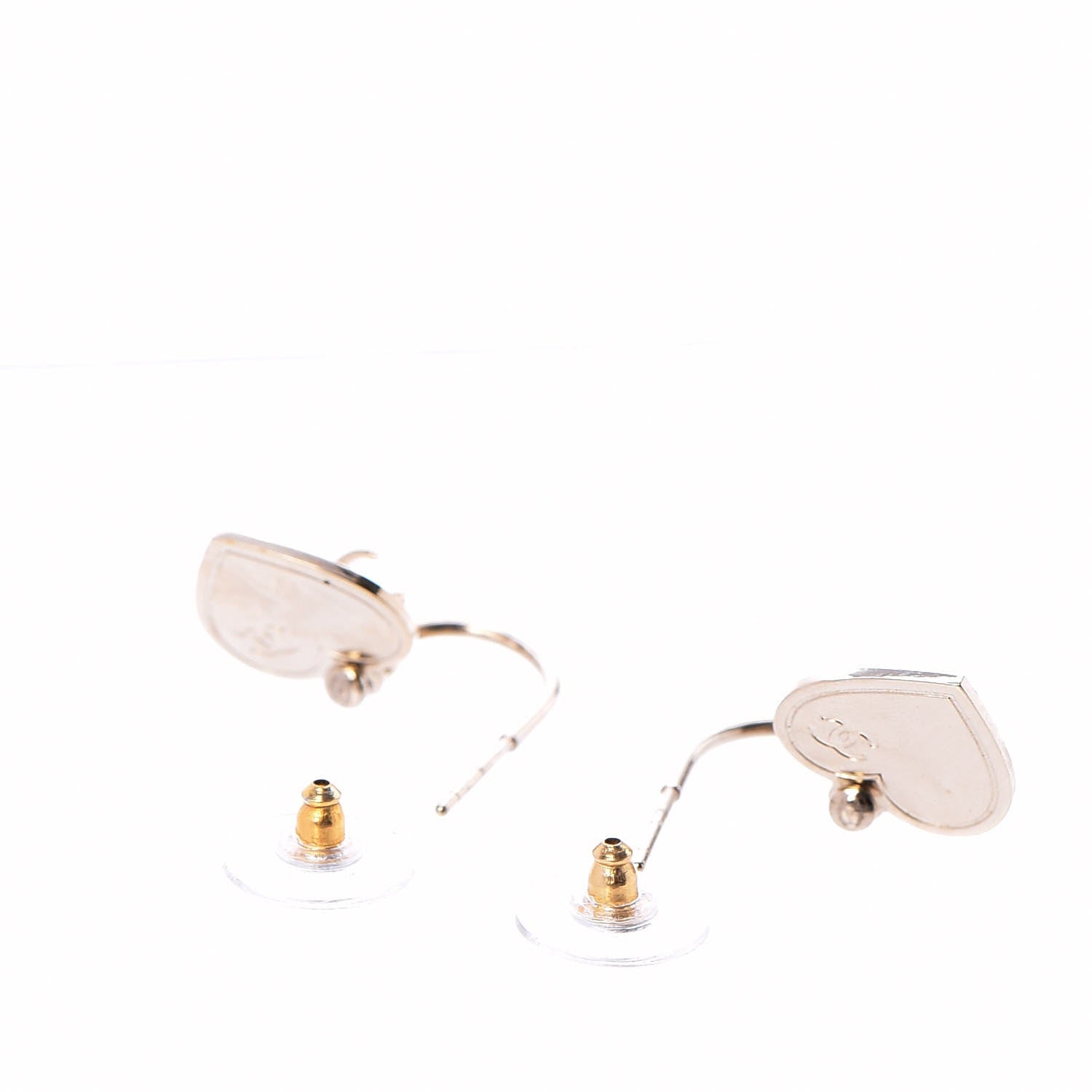 Chanel Heart CC Dangle Earrings Gold 3 of 4