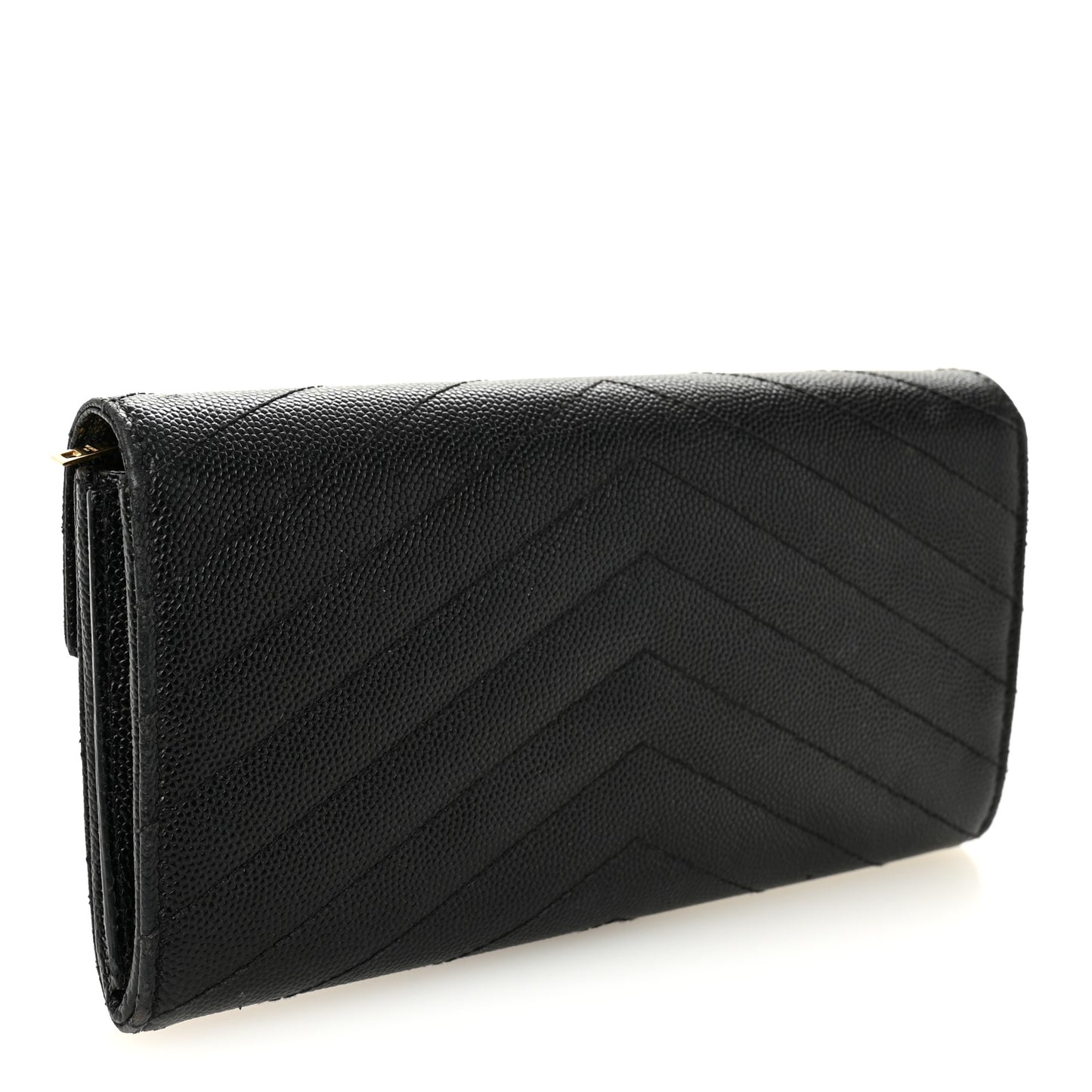 Grain De Poudre Matelasse Chevron Monogram Flap Wallet Black