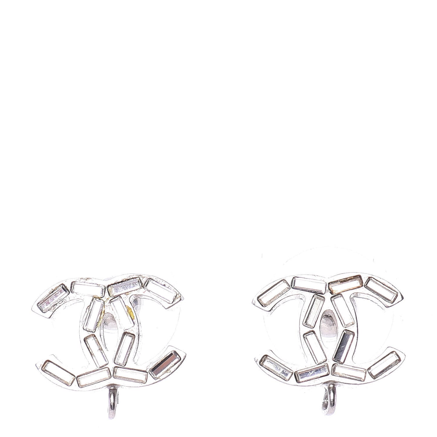 Baguette Crystal CC Earrings Silver