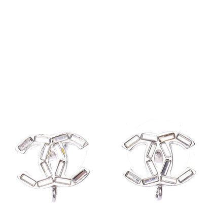 Chanel Baguette Crystal CC Earrings Silver 1 of 4