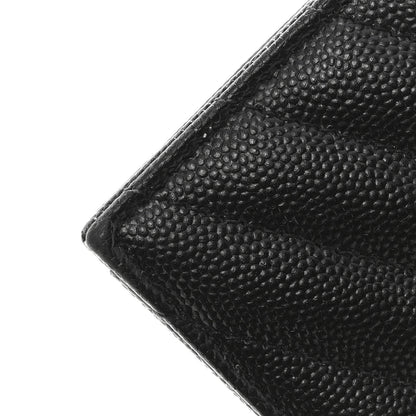 Saint Laurent Grain De Poudre Matelasse Chevron Monogram Monochrome Envelope Chain Wallet Black 15 of 16
