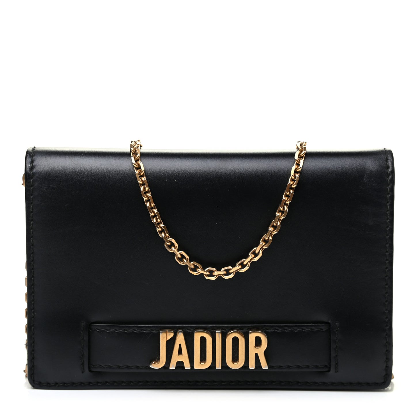 Calfskin J'Adior Wallet on Chain Pouch Black
