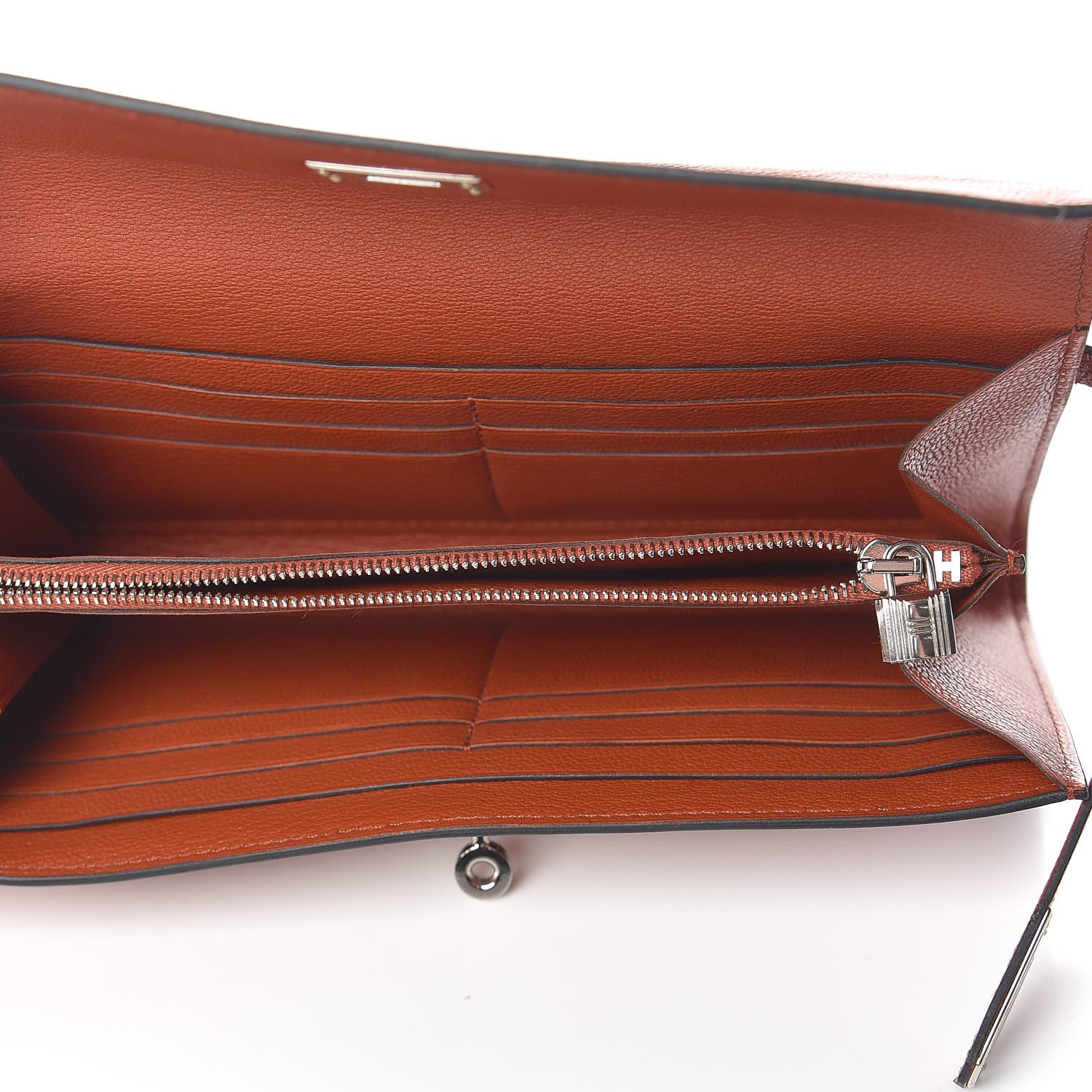 Hermes Chevre Mysore Kelly Longue Wallet Cuivre 5 of 9