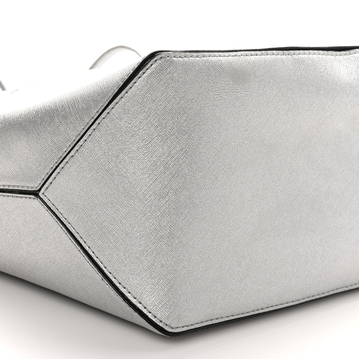 Marc Jacobs Metallic Saffiano Embossed Logo East West Shopper Tote Silver 8 of 9