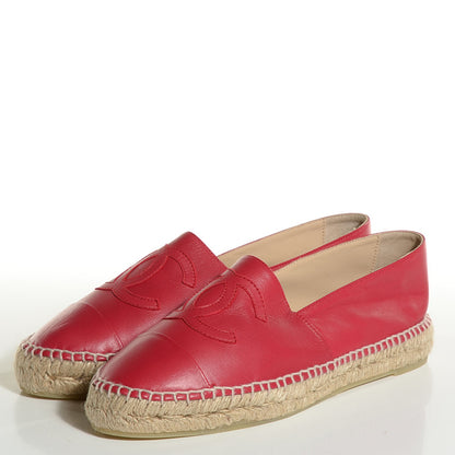 Chanel Lambskin CC Espadrilles 41 Red 3 of 7