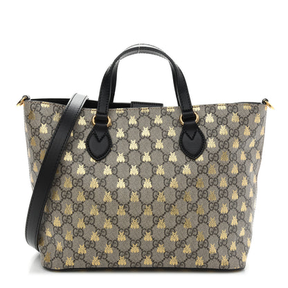 Gucci Soft GG Supreme Monogram Bees Small Crossbody Tote Beige Oro Black 1 of 9