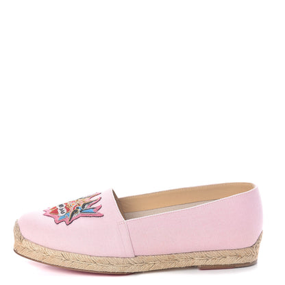 Christian Louboutin CHRISTIAN LOUBOUTIN Canvas Lougalia Appliqued Cario Loubi Flat Espadrilles 37 Dolly 1 of 8
