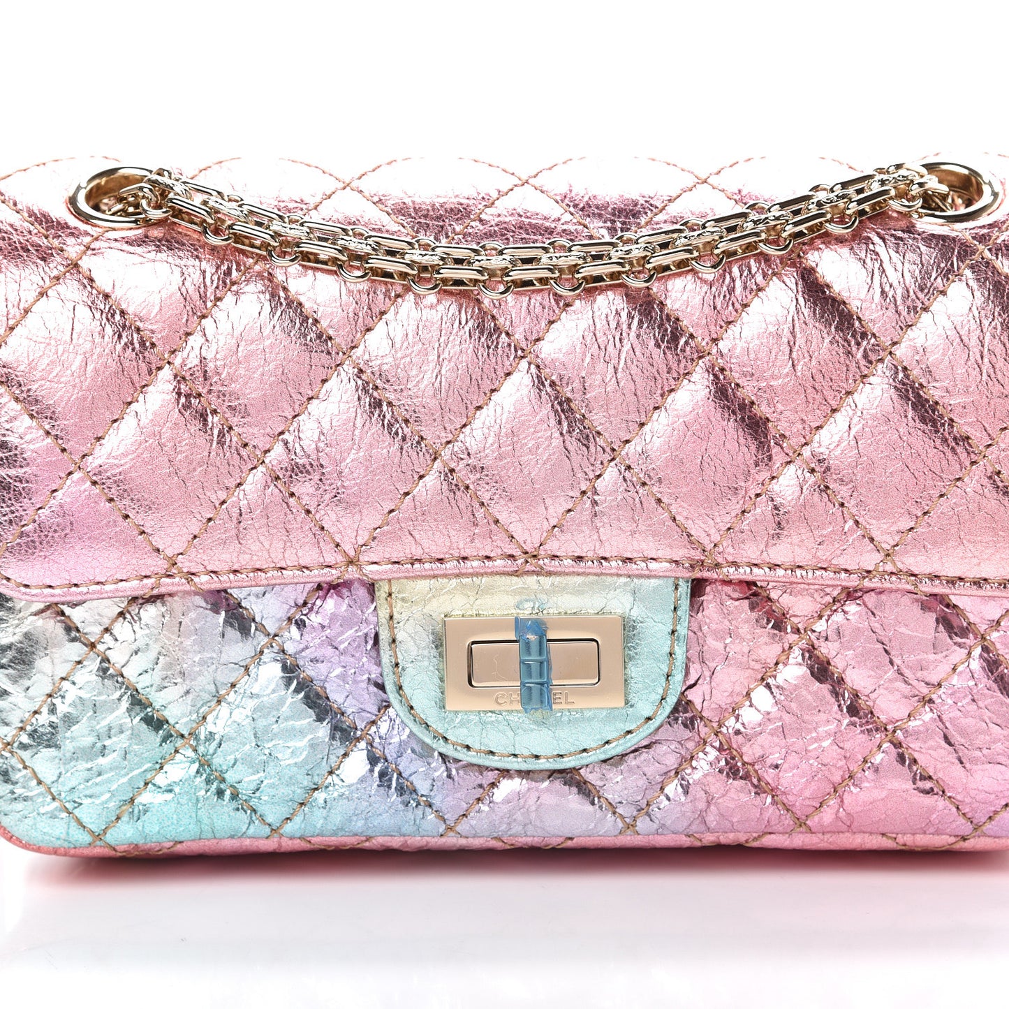 Metallic Goatskin Quilted Mini 2.55 Reissue Flap Multicolor