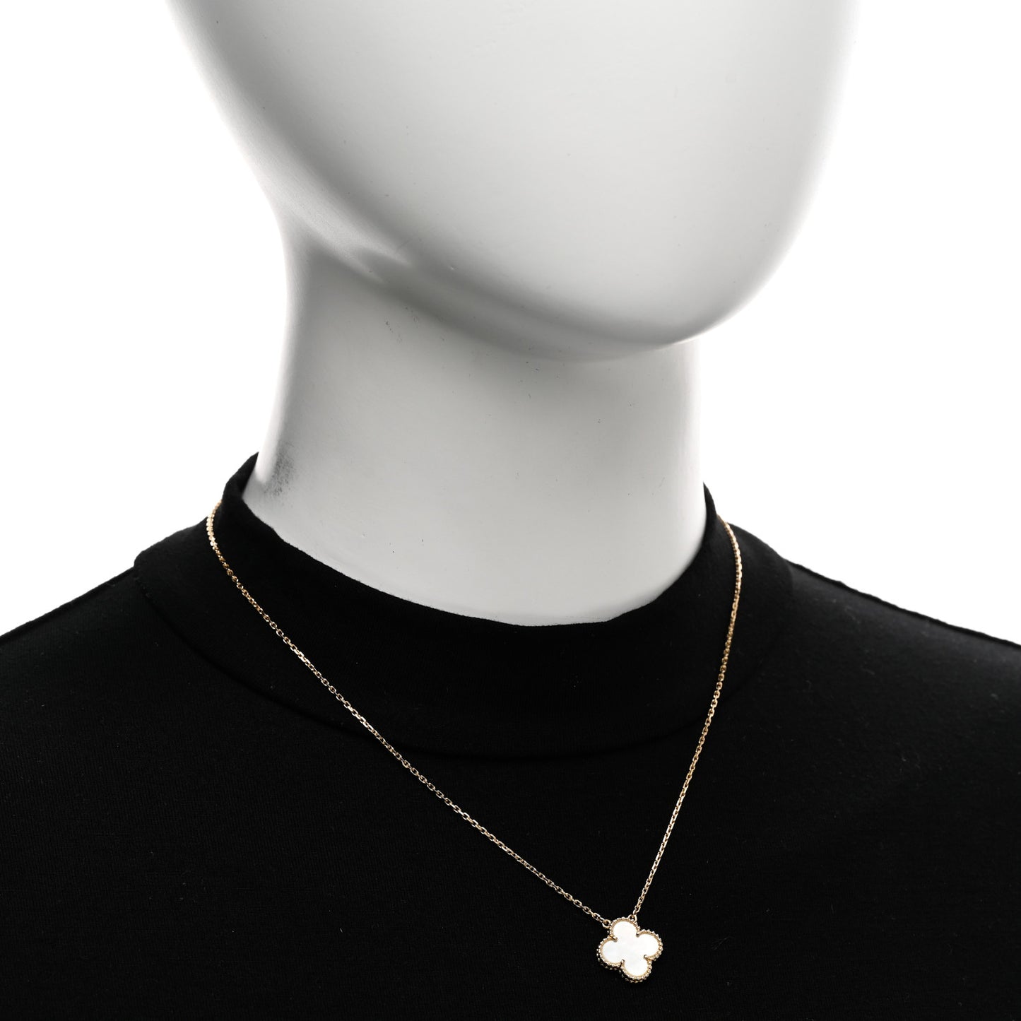 18K Yellow Gold Mother of Pearl Vintage Alhambra Pendant Necklace