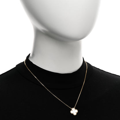 Van Cleef & Arpels 18K Yellow Gold Mother of Pearl Vintage Alhambra Pendant Necklace 2 of 5
