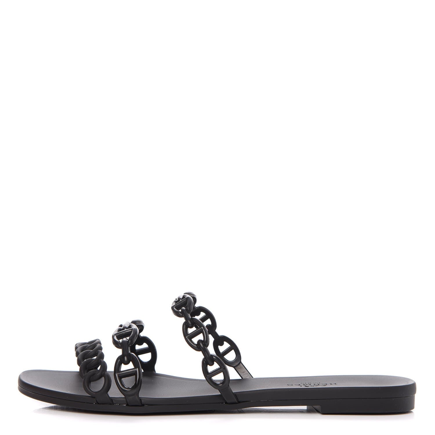 Hermes Rubber Chaine d'Ancre Rivage Sandals 36 Black 1 of 8