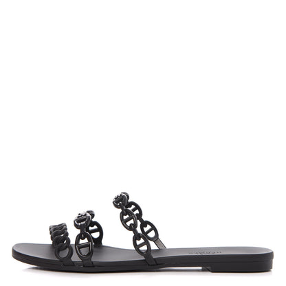 Hermes Rubber Chaine d'Ancre Rivage Sandals 36 Black 1 of 8