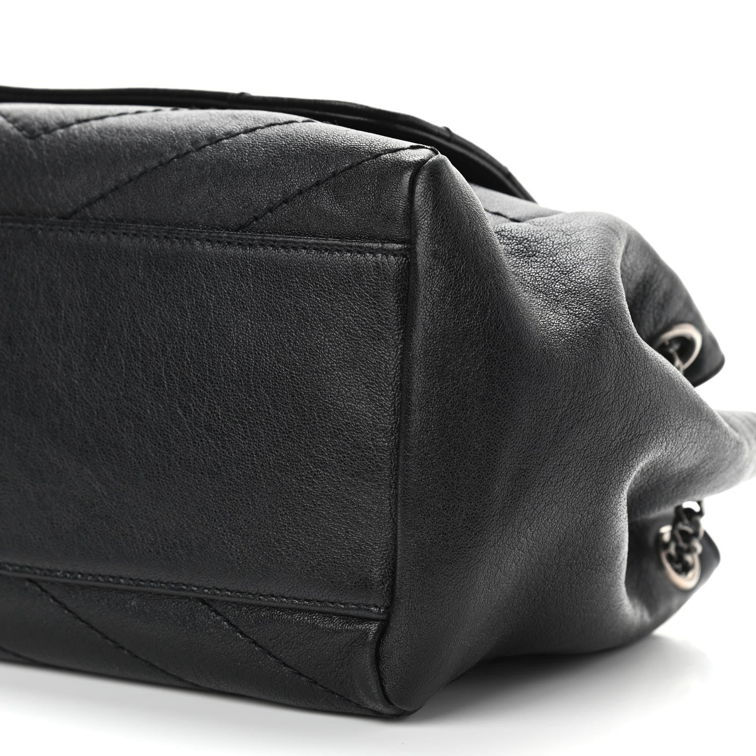 Saint Laurent Vintage Lambskin Chevron Monogram Small Nolita Black 10 of 10