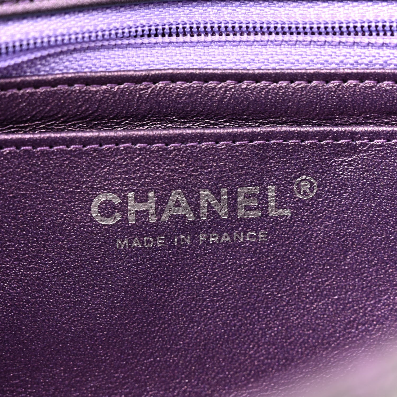 Chanel Iridescent Lambskin Quilted Mini Rectangular Flap Dark Purple 6 of 15