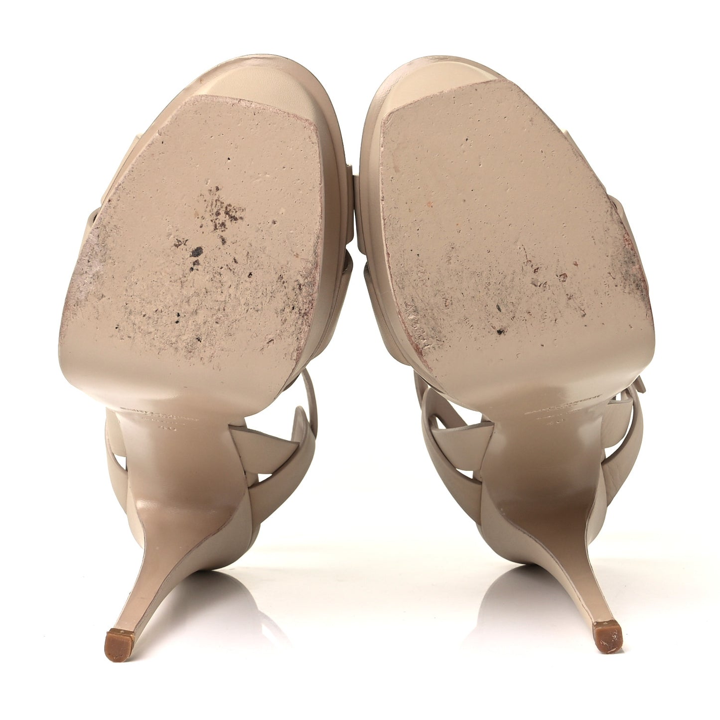 Calfskin Tribute 105 Platform Sandals 40 Nude Powder