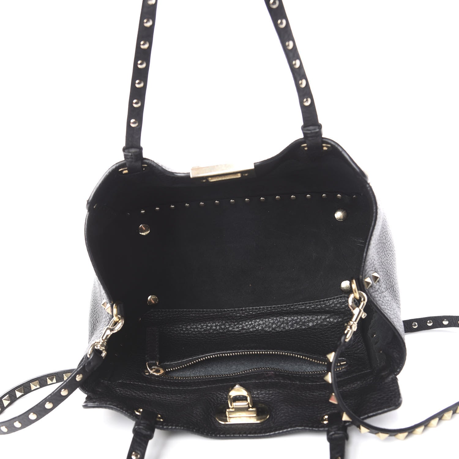 Valentino Garavani Grained Calfskin Small Rockstud Tote Black 4 of 13