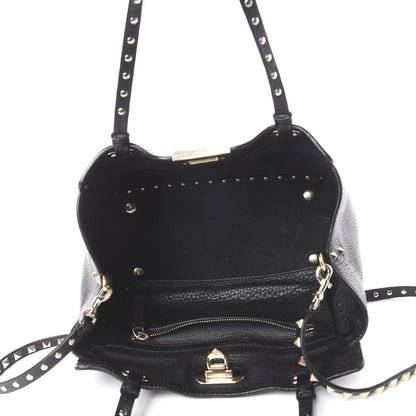 Valentino Garavani Grained Calfskin Small Rockstud Tote Black 4 of 13