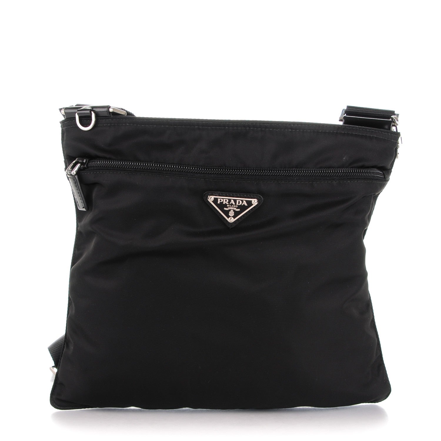 Prada Nylon Vela Flat Messenger Bag Black 1 of 8