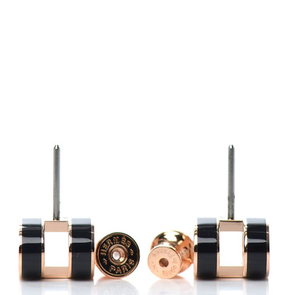 Hermes Rose Gold Lacquered Pop H Earrings Black 3 of 4
