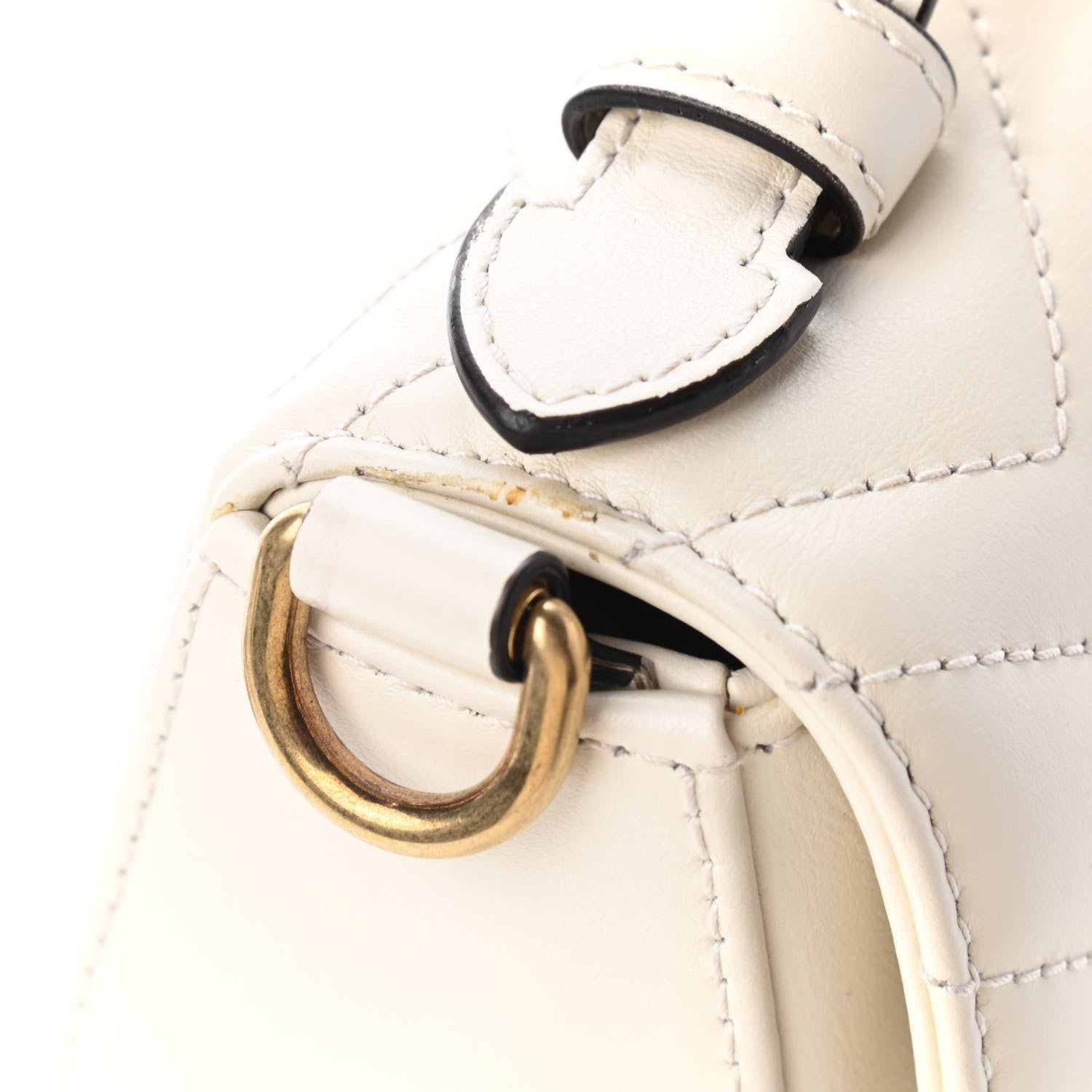 Gucci Calfskin Matelasse Mini GG Marmont Top Handle Shoulder Bag White 10 of 10