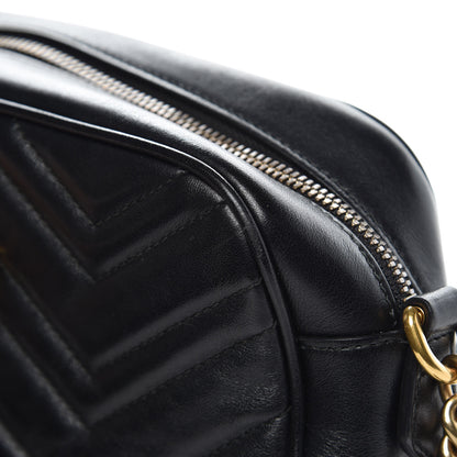 Gucci Calfskin Matelasse Small GG Marmont Chain Shoulder Bag Black 15 of 19