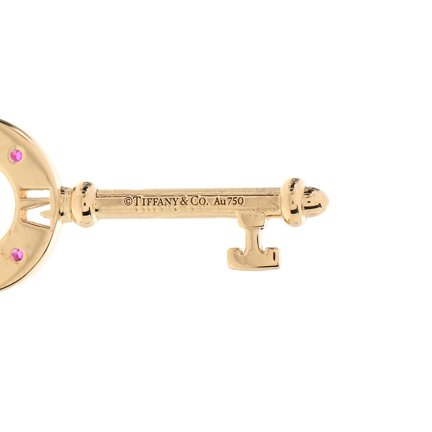 18K Yellow Gold Ruby Atlas Pierced Key Pendant