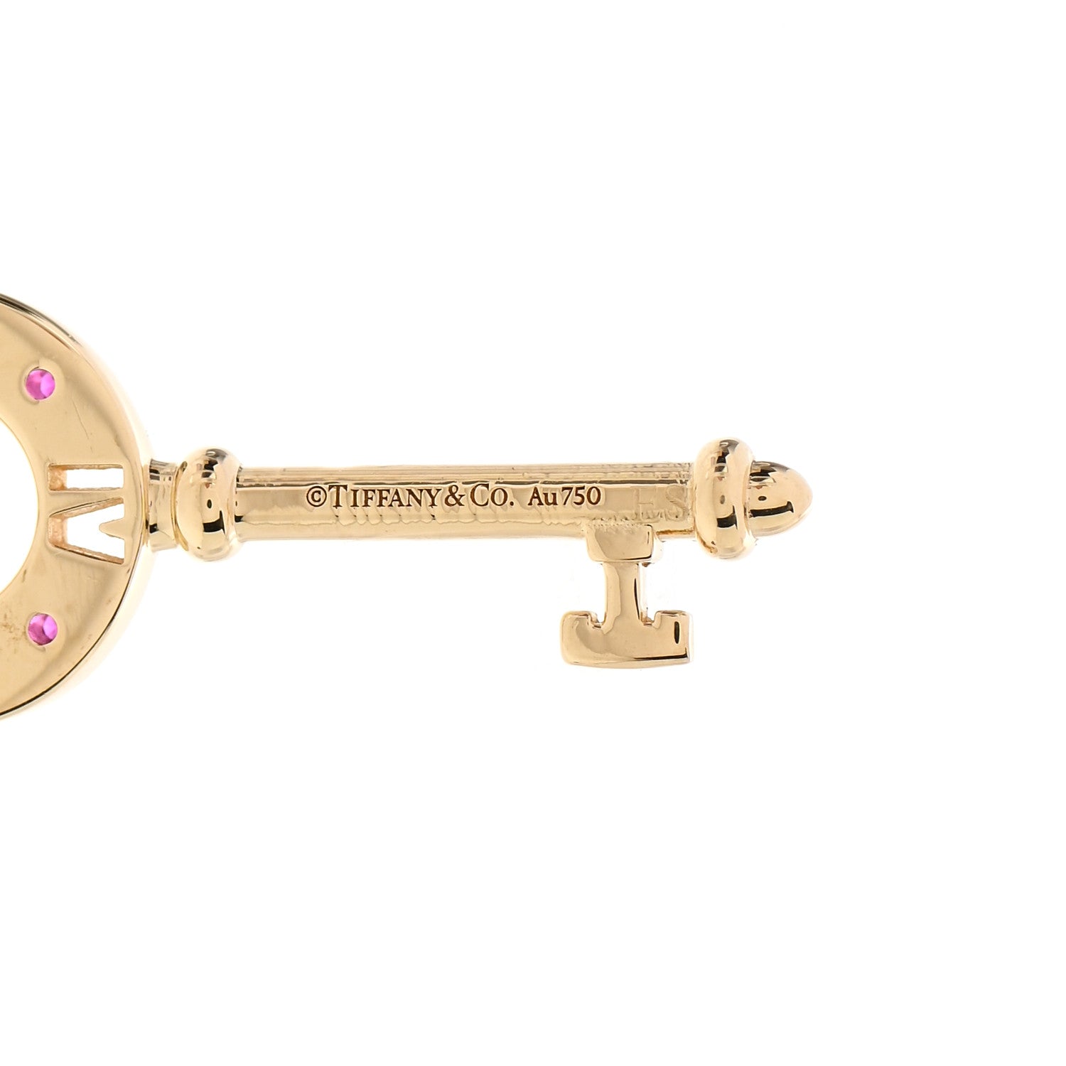 Tiffany 18K Yellow Gold Ruby Atlas Pierced Key Pendant 4 of 4