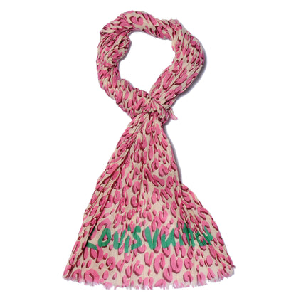 Louis Vuitton Cotton Leopard Pareo Blanc Corail 1 of 7