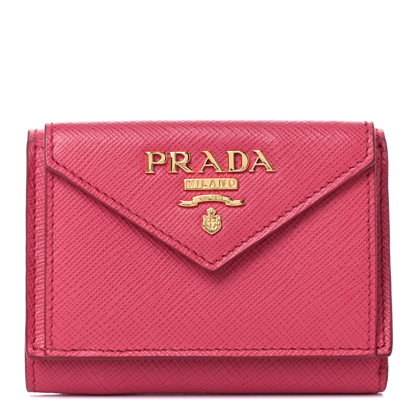 Saffiano Metal Small Tri-Fold Wallet Peonia