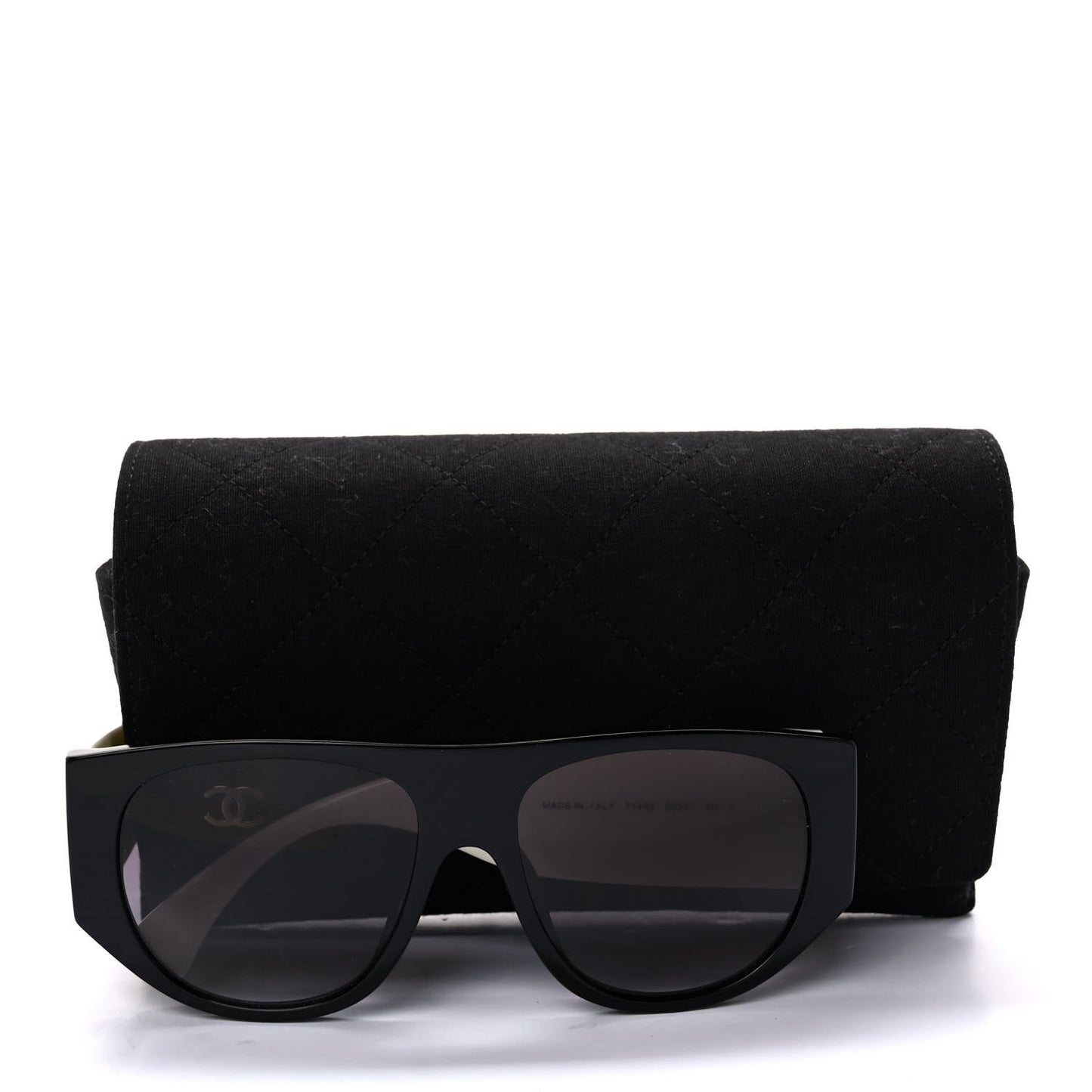 Acetate Quilted CC Pilot Sunglasses 71465 White Black