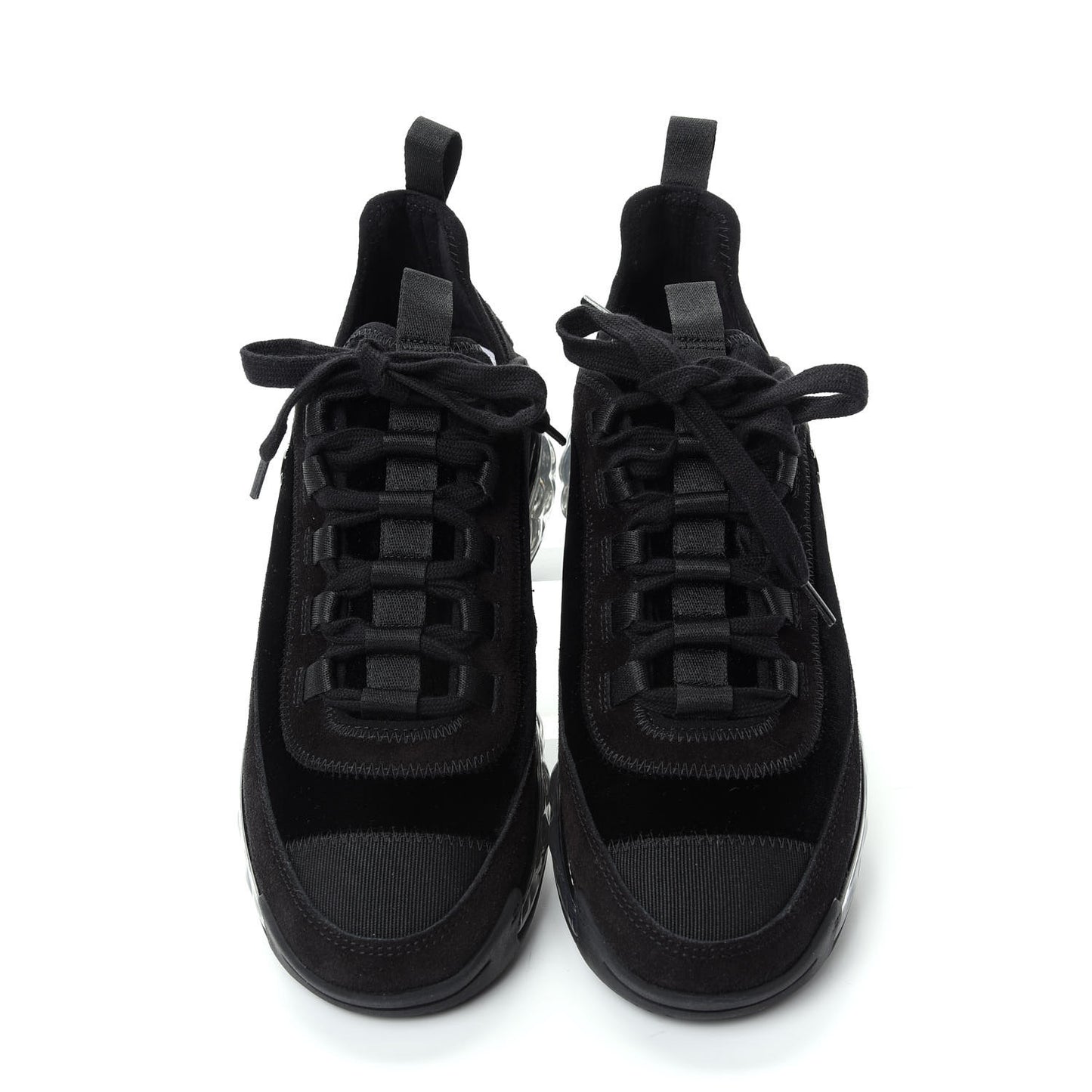 Suede Calfskin Velvet Grosgrain CC Sneakers 37.5 Black