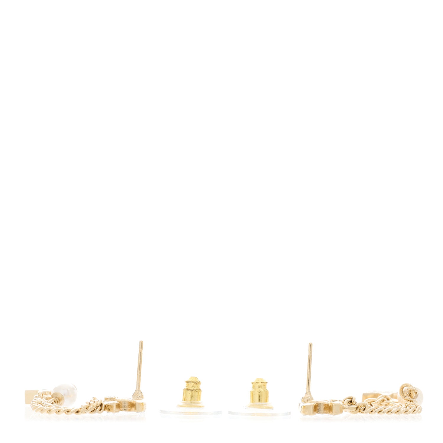 Chanel Crystal Pearl CC Star Drop Earrings Gold 3 of 5