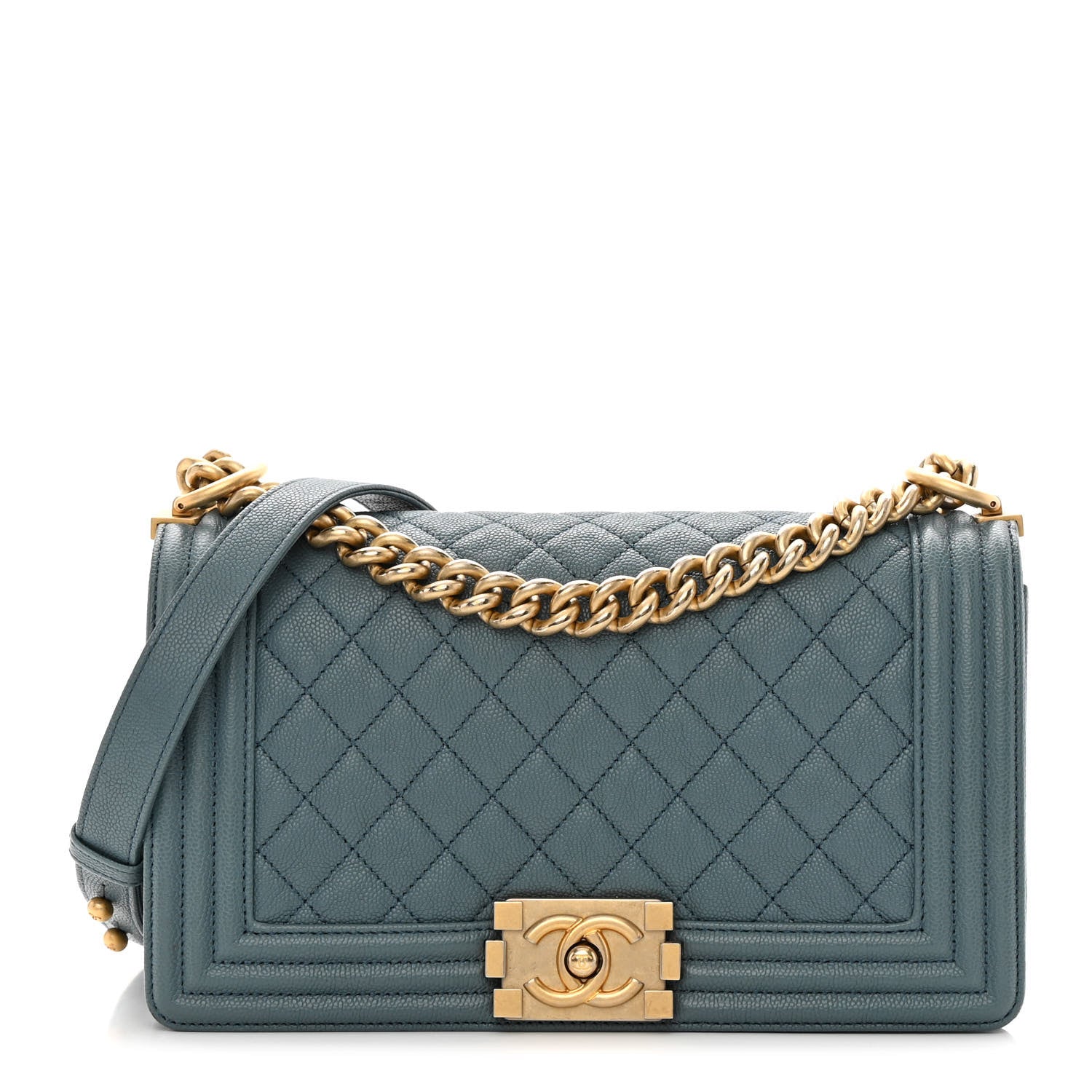 Chanel Caviar Quilted Medium Boy Flap Blue 1 of 17