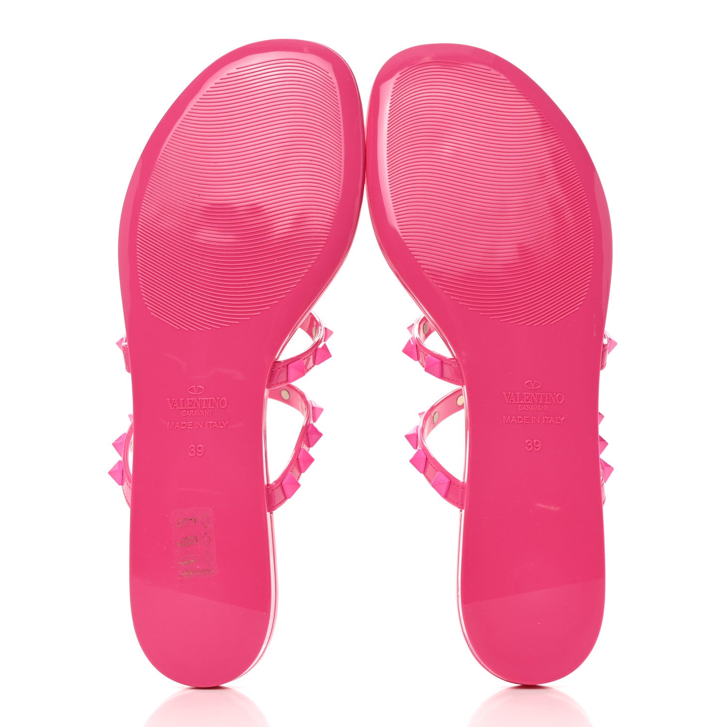Valentino Garavani PVC Jelly Rockstud Caged Flat Thong Sandals 39 Pink PP 6 of 8