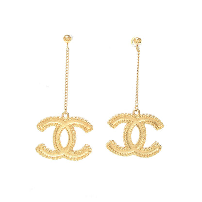 Chanel CC Drop Earrings Matte Gold 1 of 5