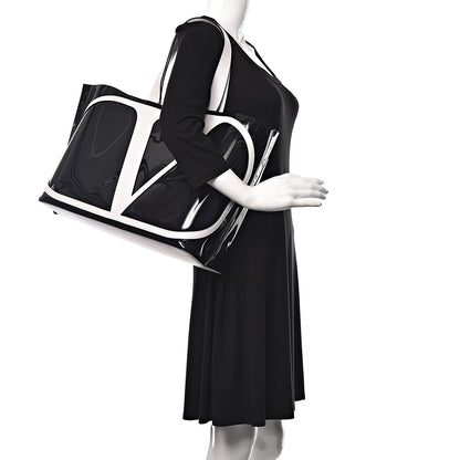 Valentino Garavani Patent Large Escape Tote Black White 2 of 13