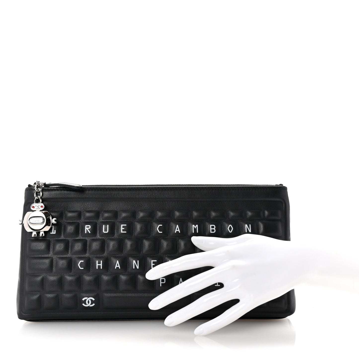 Metallic Calfskin Keyboard Pouch Black