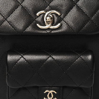 Chanel Shiny Caviar Quilted Small Pockets Drawstring Backpack Black 8 of 10